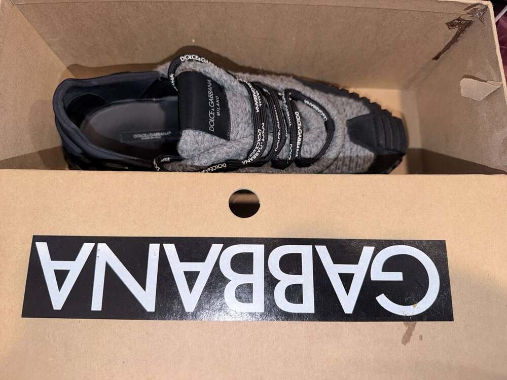 Dolce & Gabbana NS1 Grey Wool and Black Mixed Materials Sneaker